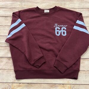 Ford Bronco 66 Crewneck Sweatshirt Maroon Light Blue Stripe XS Official Licensed
